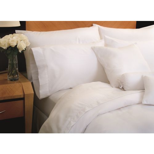 GuestSupply US Magnificence T310 Blend Woven Stripe Euro Square Pillow Sham 27x27 2 FS White